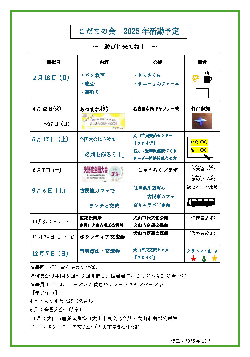 あなたの声支援活動 失語症友の会「こだまの会」